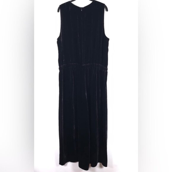 NWT EILEEN FISHER SILK Blend Velvet Wide-Leg JumpsuitEasy Fit Cropped Length XL - Picture 4 of 16
